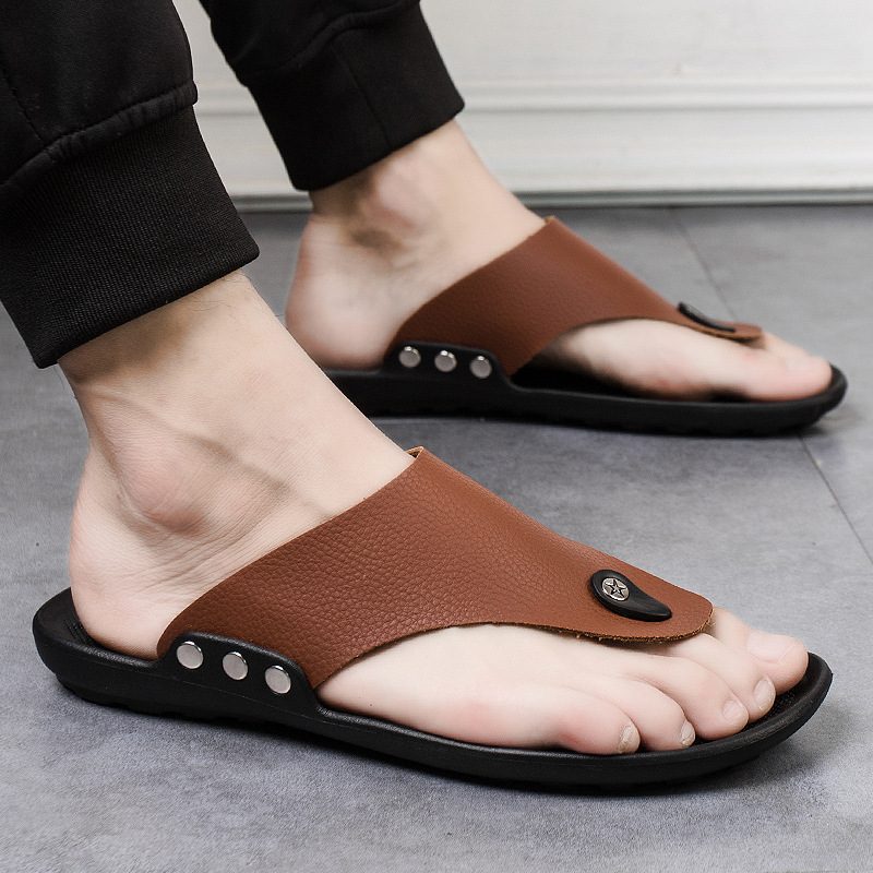 Sommer Nye Sandaler Herre Flip Flops Strandsko Mote Uformelle Tøfler Sko Innendørs Og Utendørs Herresko