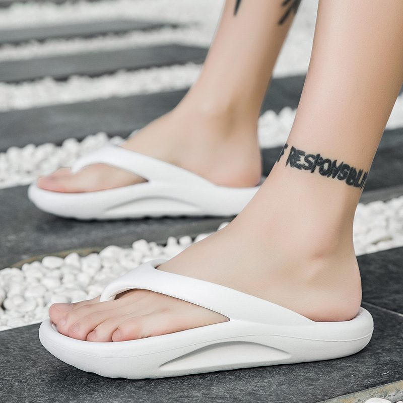 Store Størrelse Tøfler Sommer Trend Menn Flip Flops Tykk Bunn Par Høye Elastiske Strandsandaler Sko