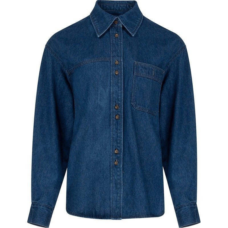 Dameskjorte Art Retro Langermet Klassisk Denim