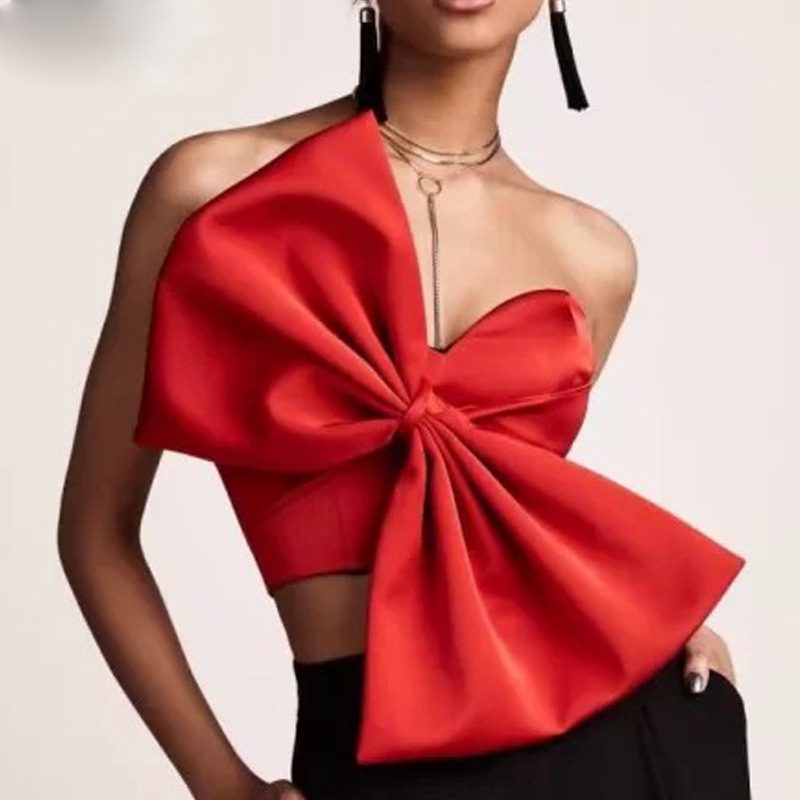 Sexy Bluse Bowknot Crop Topp