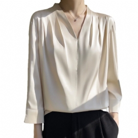 Skjorter Med Lange Armer Dame Mote Topper Satin Chiffon