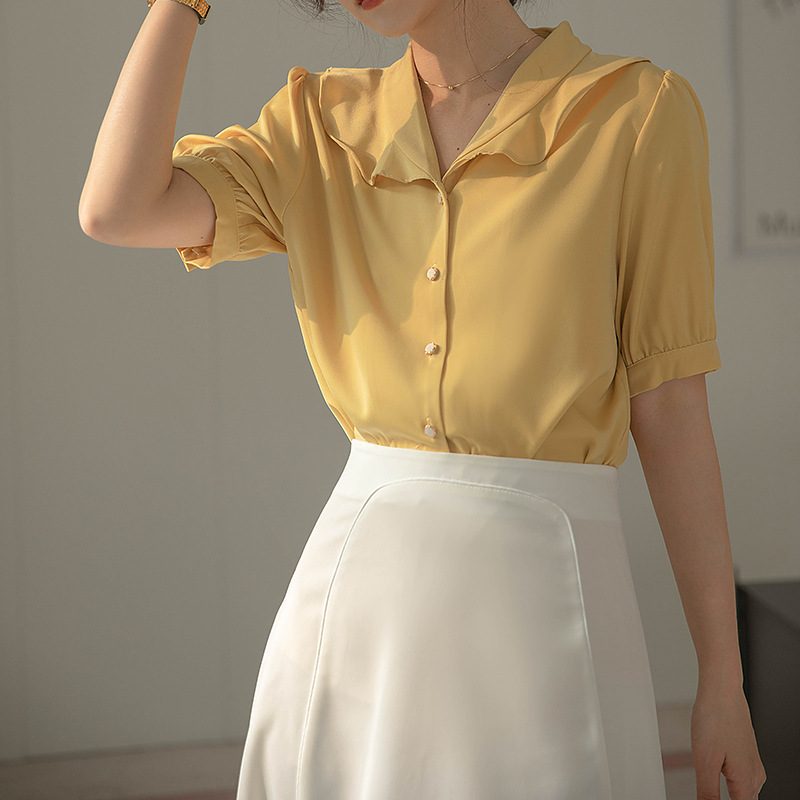 Temperament White Shirt Lady Fashion Chic High Sense Topp