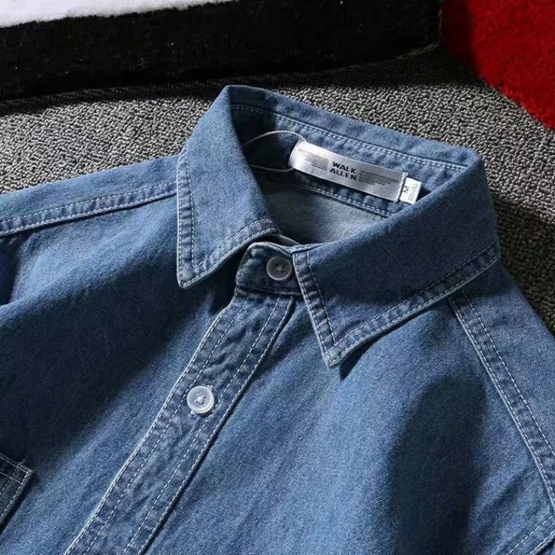 Herre Denim Skjorte Langermet Trend Kjekk Høst Og Vinter Løs Casual