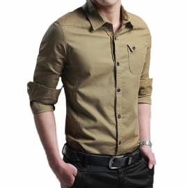 Herreskjorte 2024 Fall Langermet Cotton Slim Fit Trend