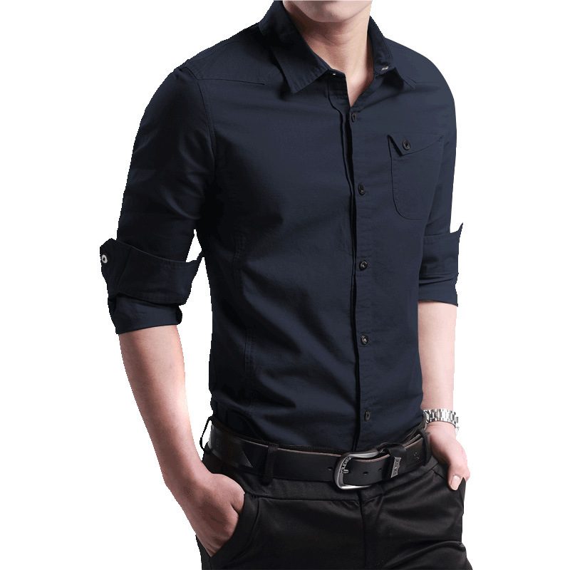 Herreskjorte 2024 Fall Langermet Cotton Slim Fit Trend