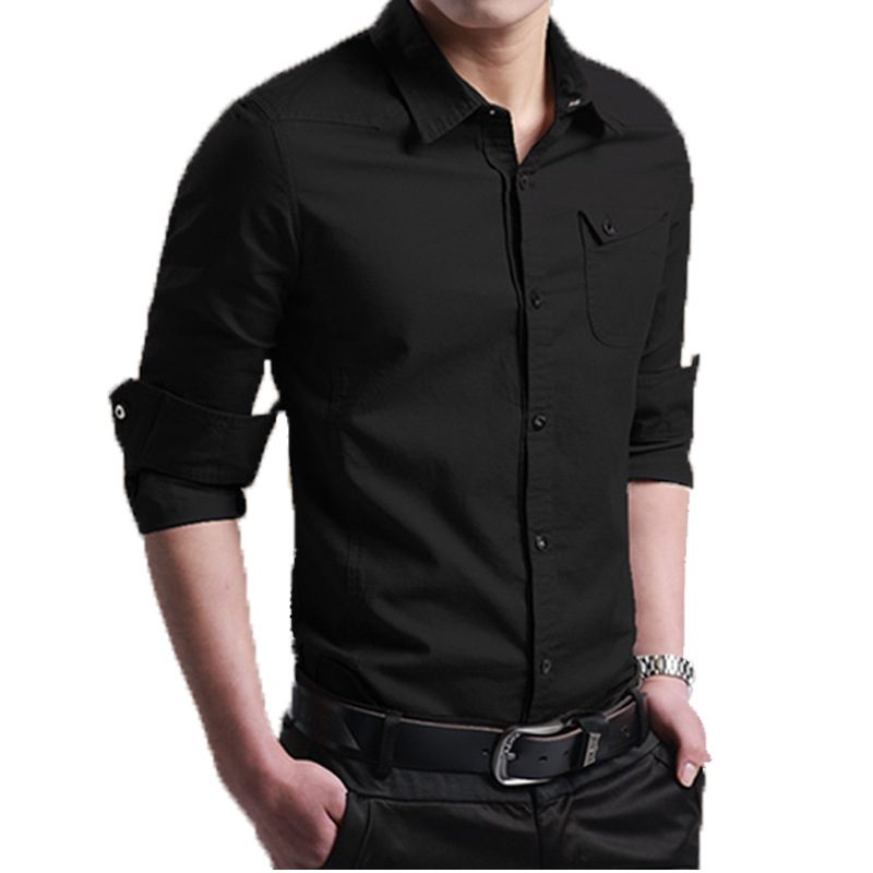 Herreskjorte 2024 Fall Langermet Cotton Slim Fit Trend