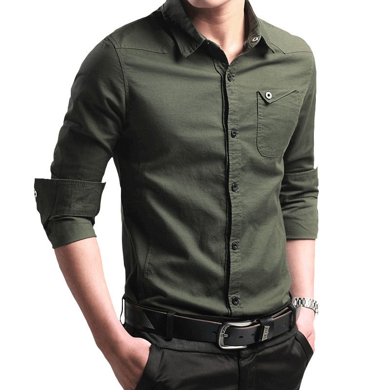 Herreskjorte 2024 Fall Langermet Cotton Slim Fit Trend