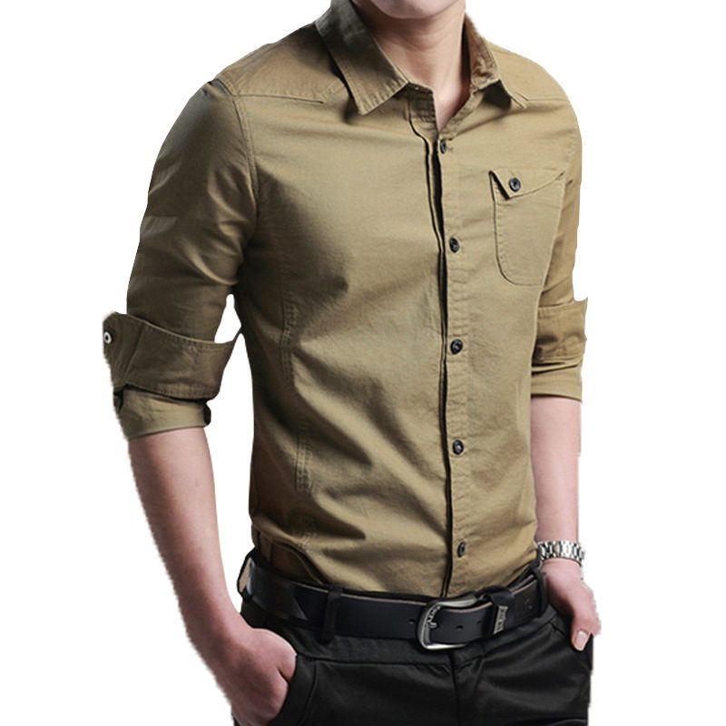 Herreskjorte 2024 Fall Langermet Cotton Slim Fit Trend