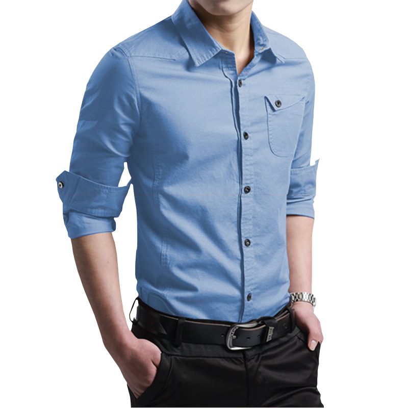 Herreskjorte 2024 Fall Langermet Cotton Slim Fit Trend