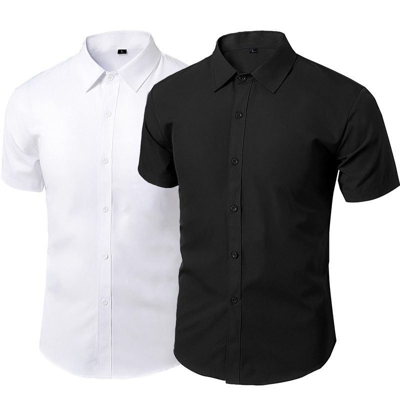 Hvit Skjorte Langermet Menn Business Formal Slim White Casual