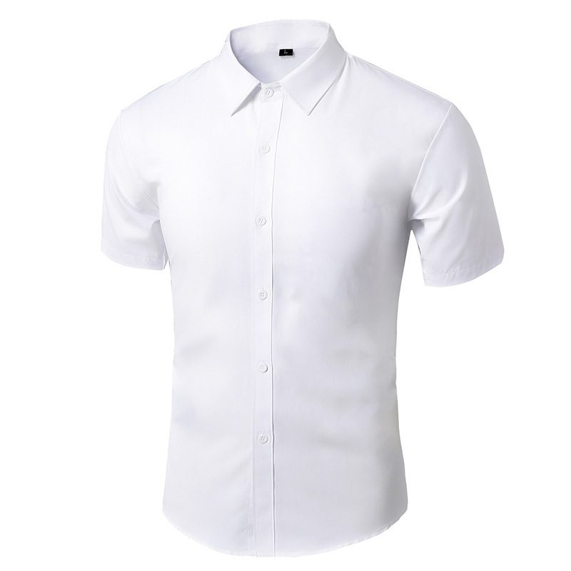 Hvit Skjorte Langermet Menn Business Formal Slim White Casual