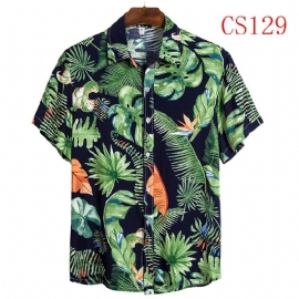 Kortermet Skjorte For Menn Lapel Beach Style Casual Floral