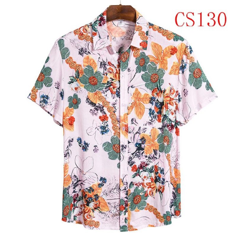 Kortermet Skjorte For Menn Lapel Beach Style Casual Floral