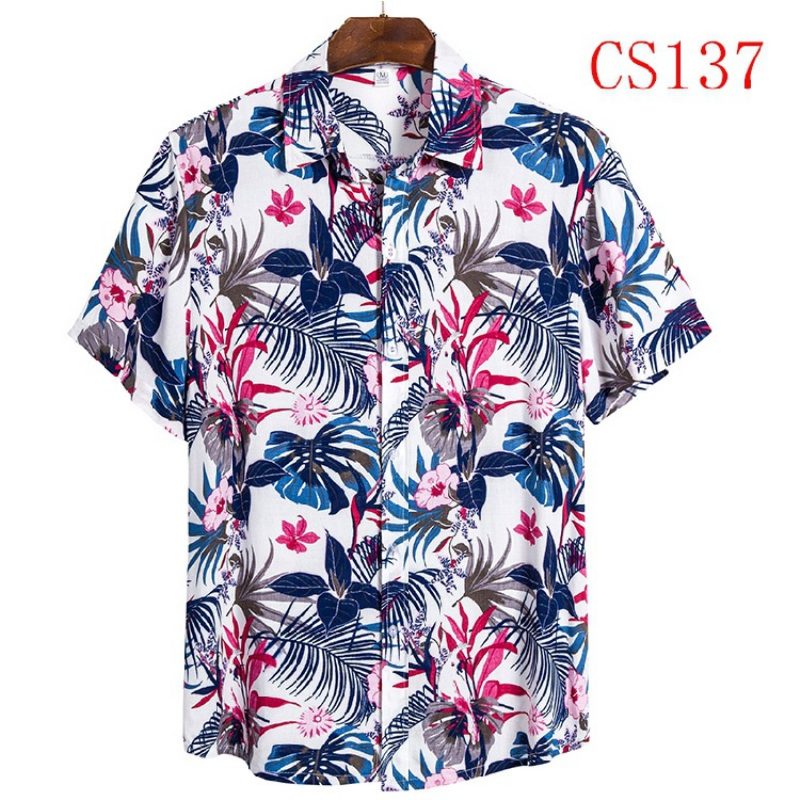 Kortermet Skjorte For Menn Lapel Beach Style Casual Floral