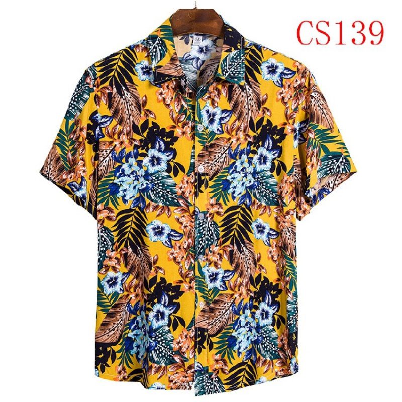 Kortermet Skjorte For Menn Lapel Beach Style Casual Floral