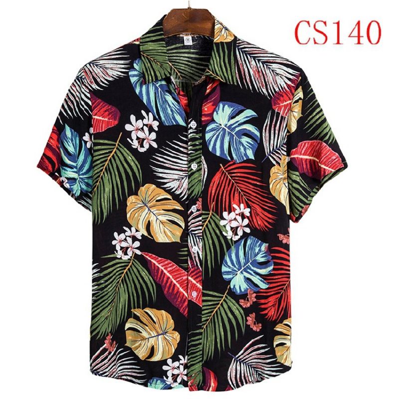 Kortermet Skjorte For Menn Lapel Beach Style Casual Floral