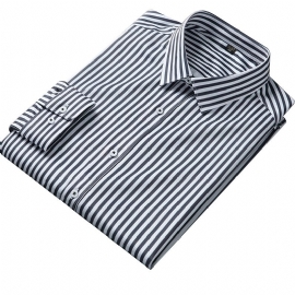 Skjorter For Herre Med Lange Armer Våren Stretch Stripes Trendy Slim Fit