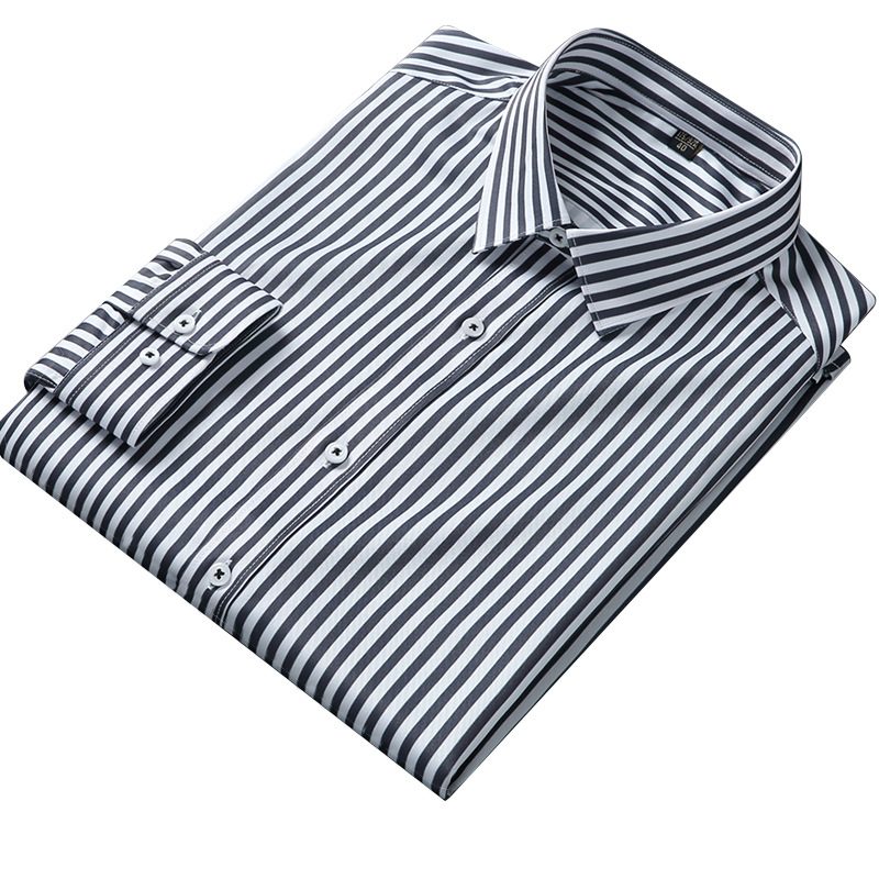 Skjorter For Herre Med Lange Armer Våren Stretch Stripes Trendy Slim Fit