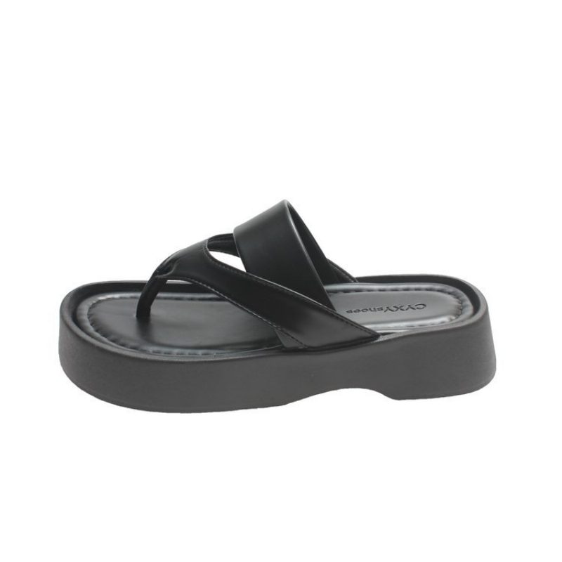 Fasjonable Flip Flops Kvinner Sommer Ny Muffins Tykk Bunn Komfortabel Casual Flop Sandaler Tøfler