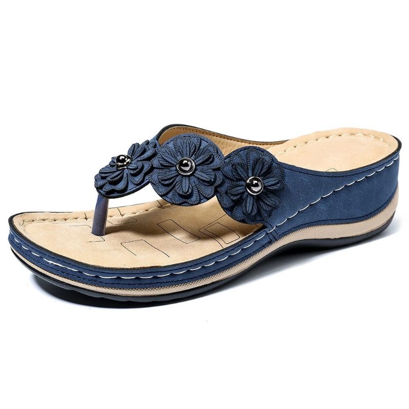 Flip-flops Tykk Bunn For Kvinner Sklisikker Kile Myk Hule Blomsterflip-flops Store Tøfler Lette Og Komfortable