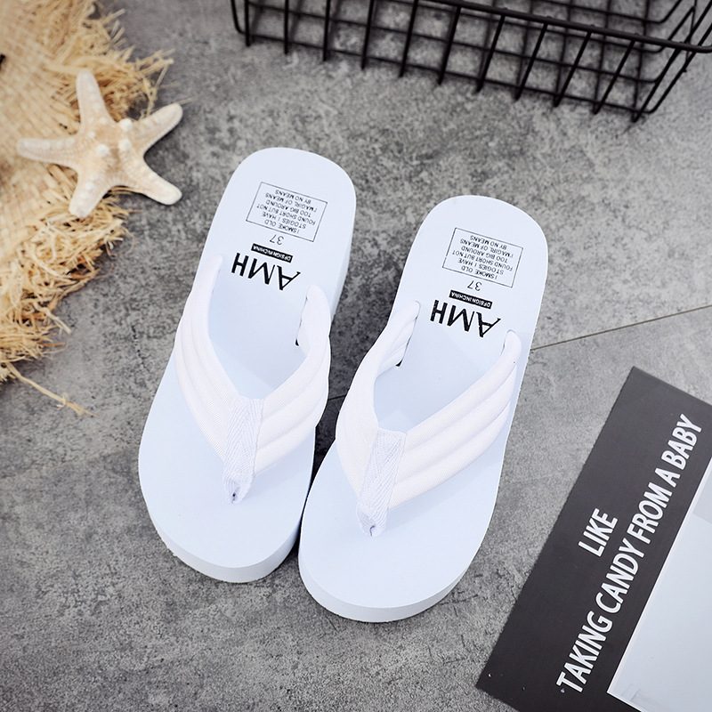 Tykt Belte Tykk Bunn Sklisikre Flip Flops Dame 6.5 cm Høy Hæl