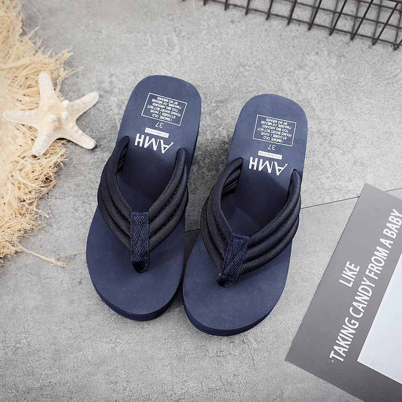 Tykt Belte Tykk Bunn Sklisikre Flip Flops Dame 6.5 cm Høy Hæl