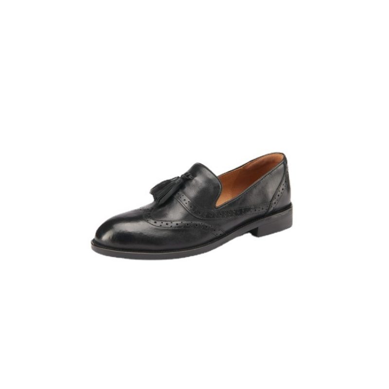 Kuskinn Dusk Retro Flate Sko Pq7-10f Flat Loafers Kvinners Formelle Sko Brogue Sko Litterært Myke Sko