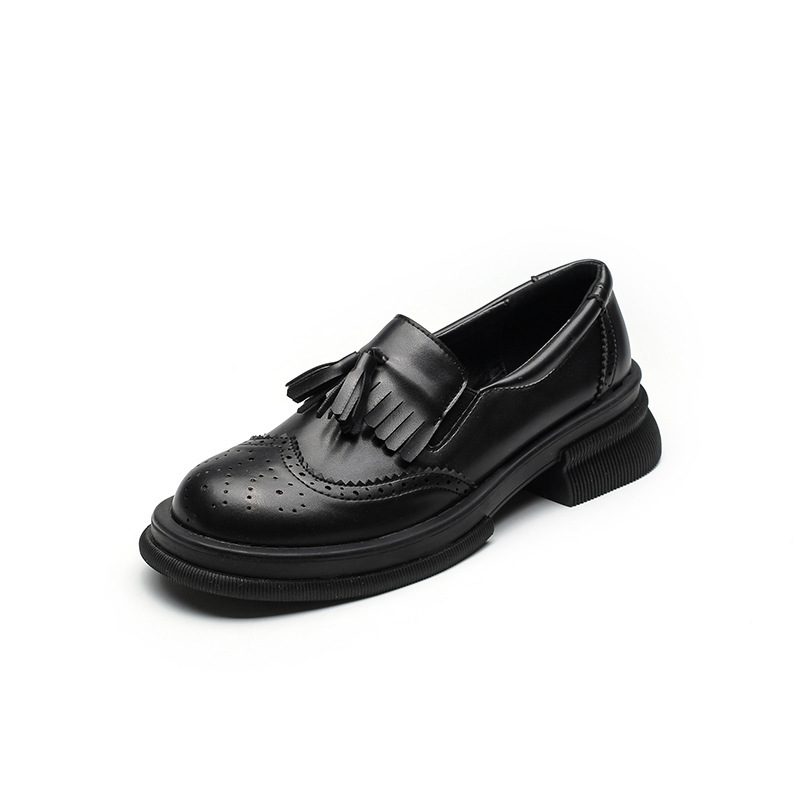 Loafers Retro Grunt Munn Brogue Sko Kjole Sko Dame 2024 Nye Dusk Bue Myk Bunn Flate Sko