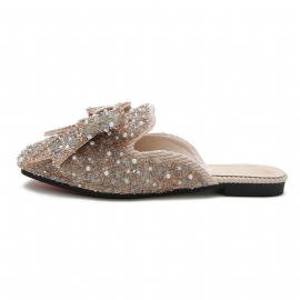 Baotou Tøfler Dame Sommermote Rhinestone Sandaler Sko Flat Bunn Pluss Størrelse Damesko 41-43