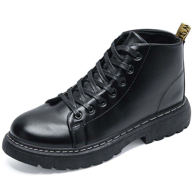 Martin Boots Herre Høst 2024 Nye Mid-cut Casual Svarte Korte Støvler High-top Dress Sko