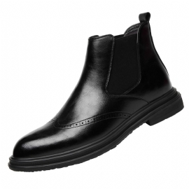 Ungdomstrend Brogue Sko Martin Boots Menns Mid-high Topp Dress Sko Menn Slip-on Chelsea