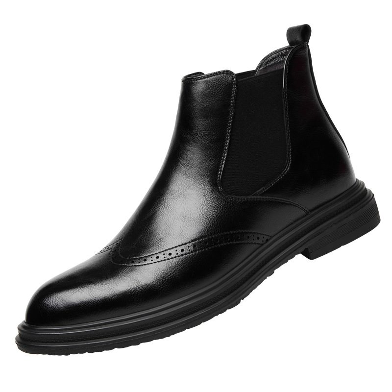 Ungdomstrend Brogue Sko Martin Boots Menns Mid-high Topp Dress Sko Menn Slip-on Chelsea