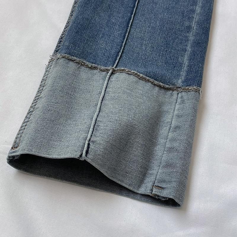 Dame Jeans Med Rett Ben Høy Midje Elastisk Beskåret