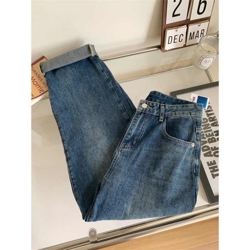 Dame Løse Uformelle Rette Jeans Denim