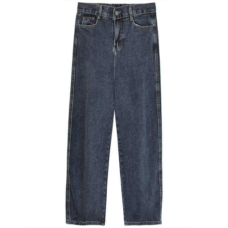 Damebukser Med Høy Midje Vintage Jeans Med Rett Vidde Ben