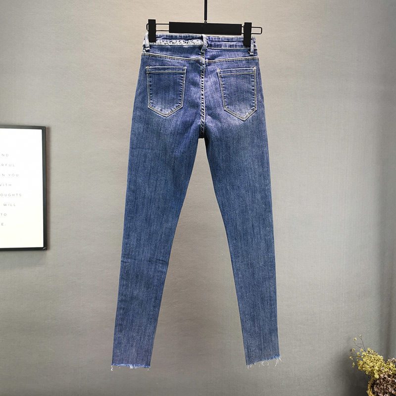 Damejeans Trendy Slank Høy Midje Vertikal Strip Hot Diamond