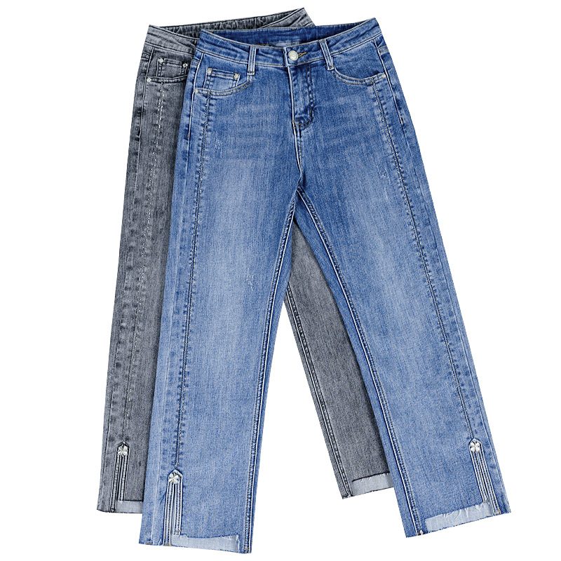 Hot Diamond Split Jeans For Damer Viser Høyde Rett