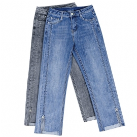 Hot Diamond Split Jeans For Damer Viser Høyde Rett