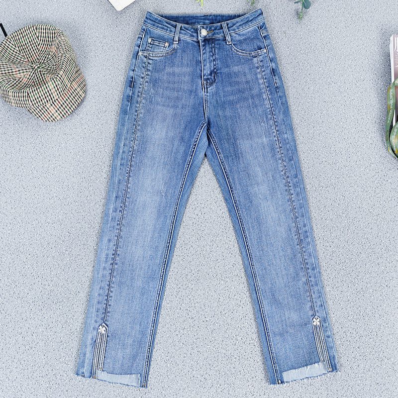 Hot Diamond Split Jeans For Damer Viser Høyde Rett