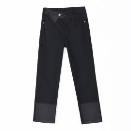 Høy Midje Rett Jeans For Kvinner Svart Skinny