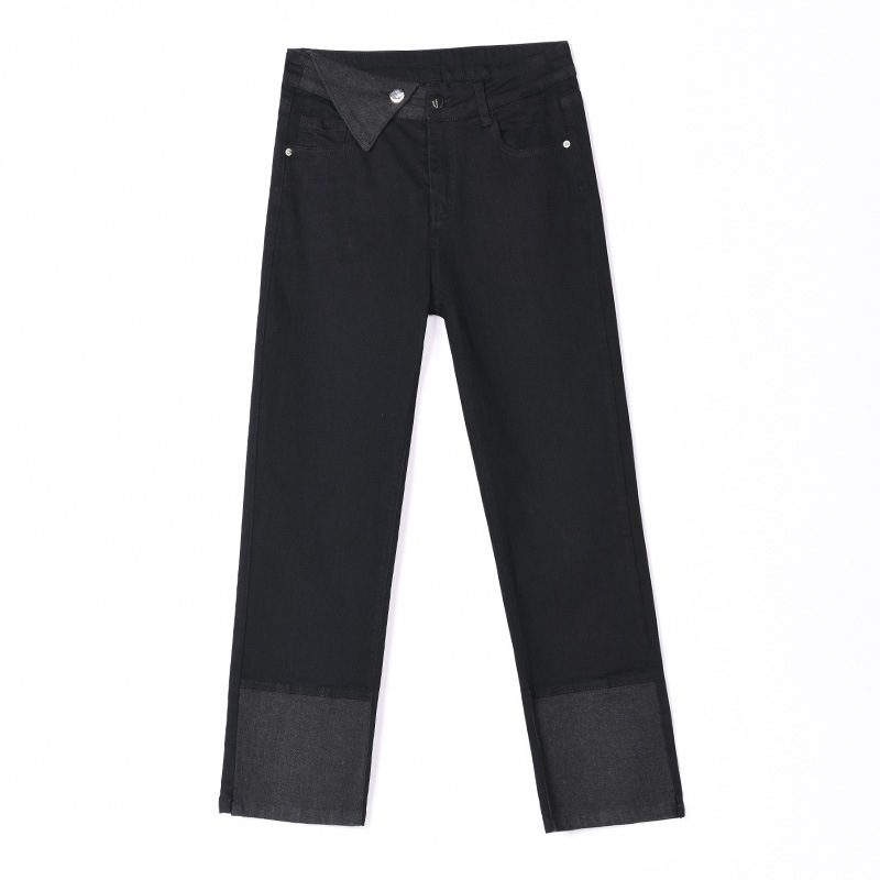 Høy Midje Rett Jeans For Kvinner Svart Skinny