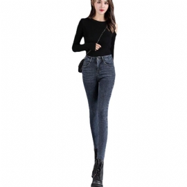 Jeans Med Høy Midje Dame Skinny Fashion Temperament Bukser Elastisk