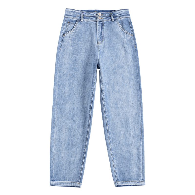 Jeans Med Høy Midje For Damer Beskårne Bukser Gulrot Casual Trend