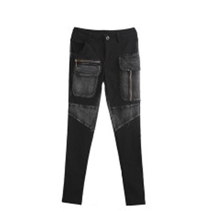 Personlighet Glidelås Jeans Dame Casual Bukser Slim Fit Trend