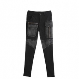 Personlighet Glidelås Jeans Dame Casual Bukser Slim Fit Trend