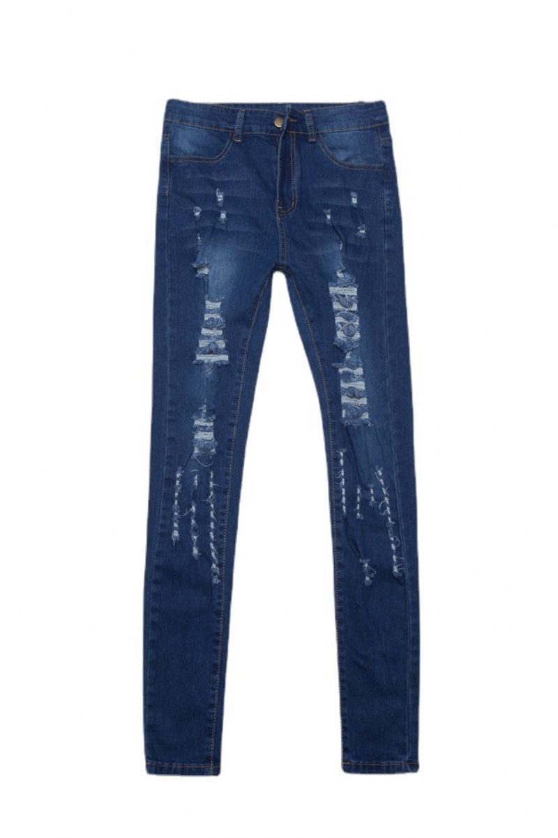 Ripped Jeans Kvinner 2024 Skinny Bukser Denim