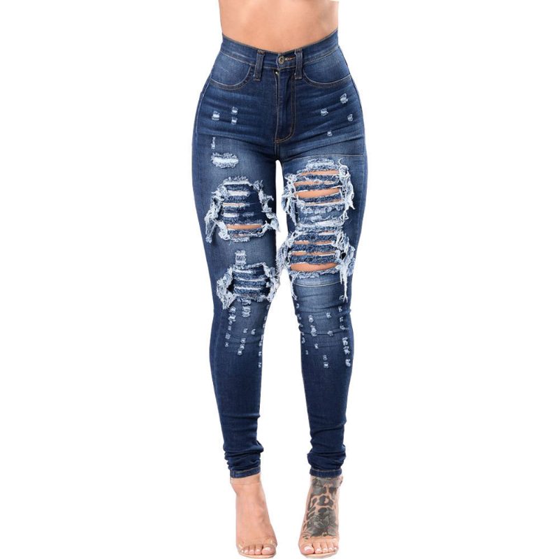 Ripped Jeans Kvinner 2024 Skinny Bukser Denim