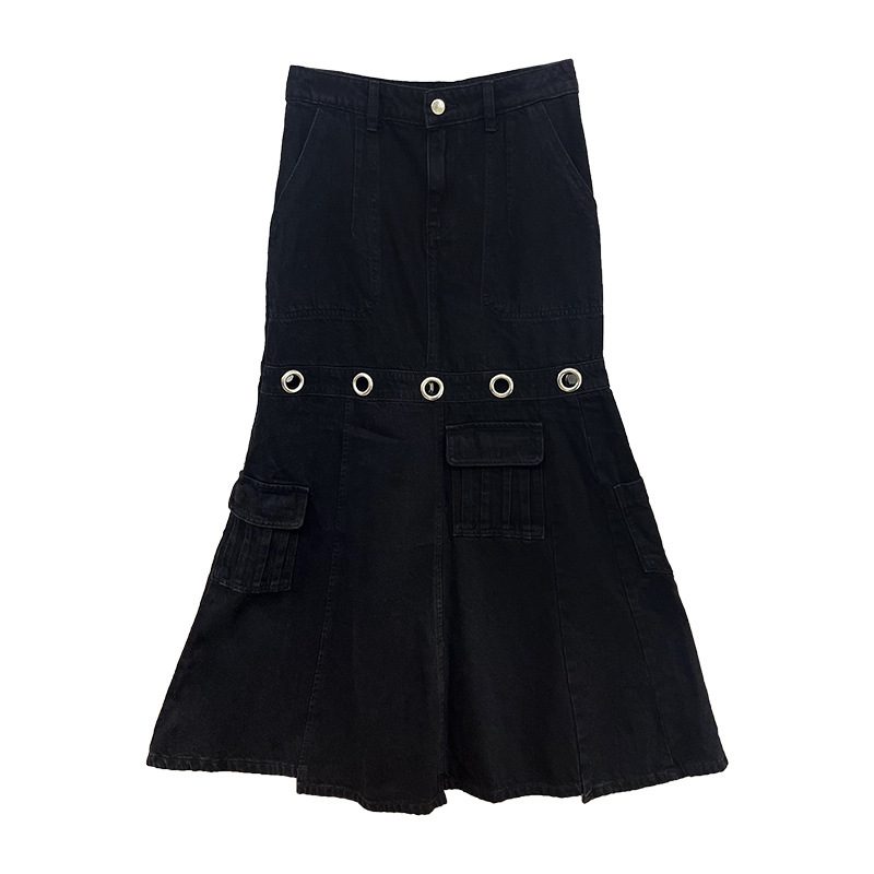 Lav Midje Skjørt 2024 Multi Pocket Workwear Mermaid Skirt