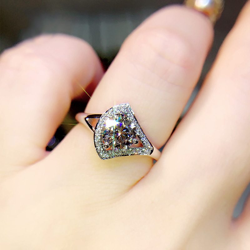 Ny Hel Diamant Moissanite Ring Hearts And Arrows Super Flash Forlovelsesring For Kvinner