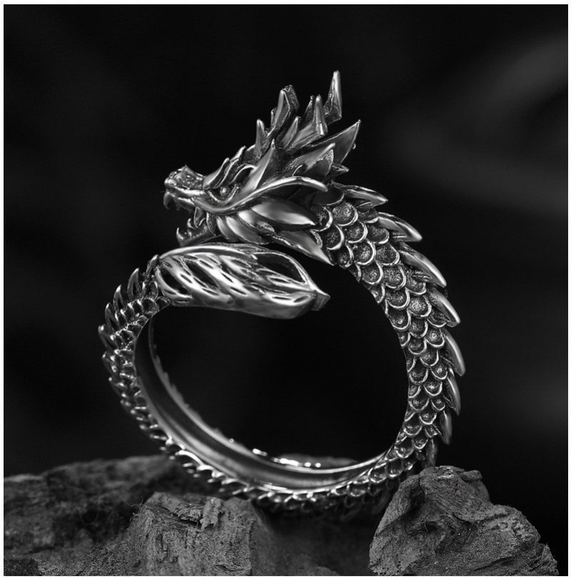 Retro Dragon Ring Herre Dominerende Enkeltåpning Trendy Pekefingerring For Menn Og Kvinner